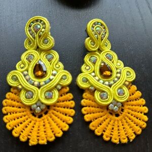 Beautiful hand made yellow chandelier earrings